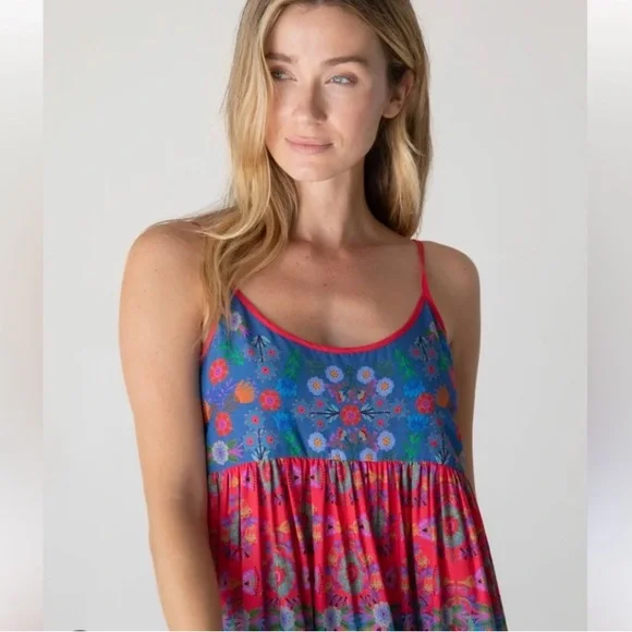 🌙NATURAL LIFE Gigi Midi Dress - Red Blue Floral🌙 - Picture 4 of 8